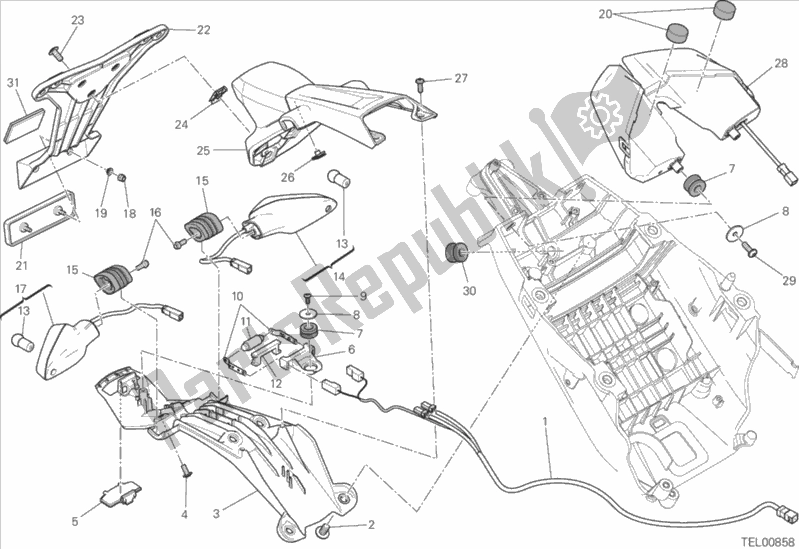 All parts for the 27b - Number Plate Holder - Tail Light of the Ducati Hypermotard Hyperstrada 939 Thailand 2017